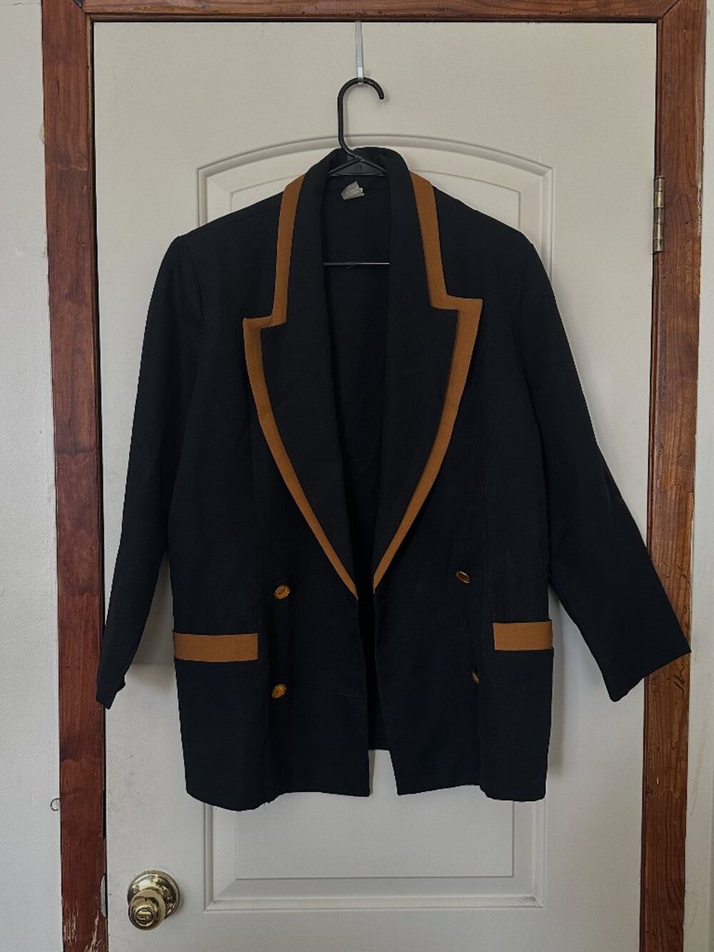 Preppy Navy and Gold Blazer with Sparkle Buttons Size 14